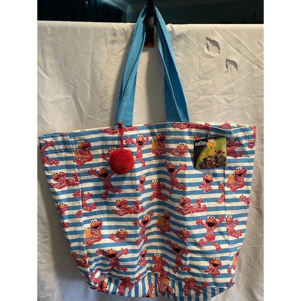 Sesame Street Workshop Elmo Cotton Canvas Tote Shopping Bag NWT